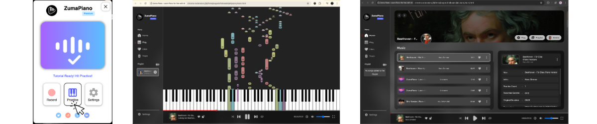 Practicing with ZumaPiano
